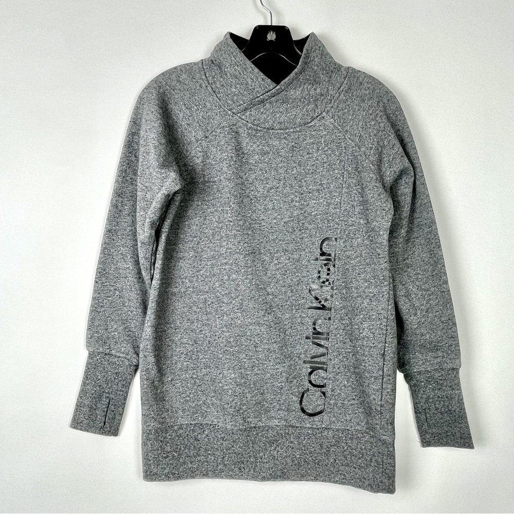 Calvin Klein Size Small Women's Performance Mock Neck Heather Gray Pullover